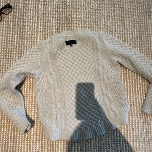 Nili Loton cable cashmere sweater. ivory. size medium
